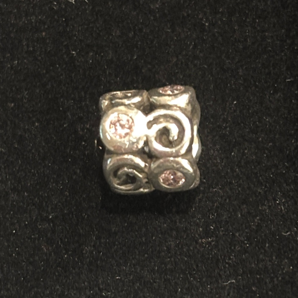 Pandora 925 Silver and Pink Accent Swirl Charm